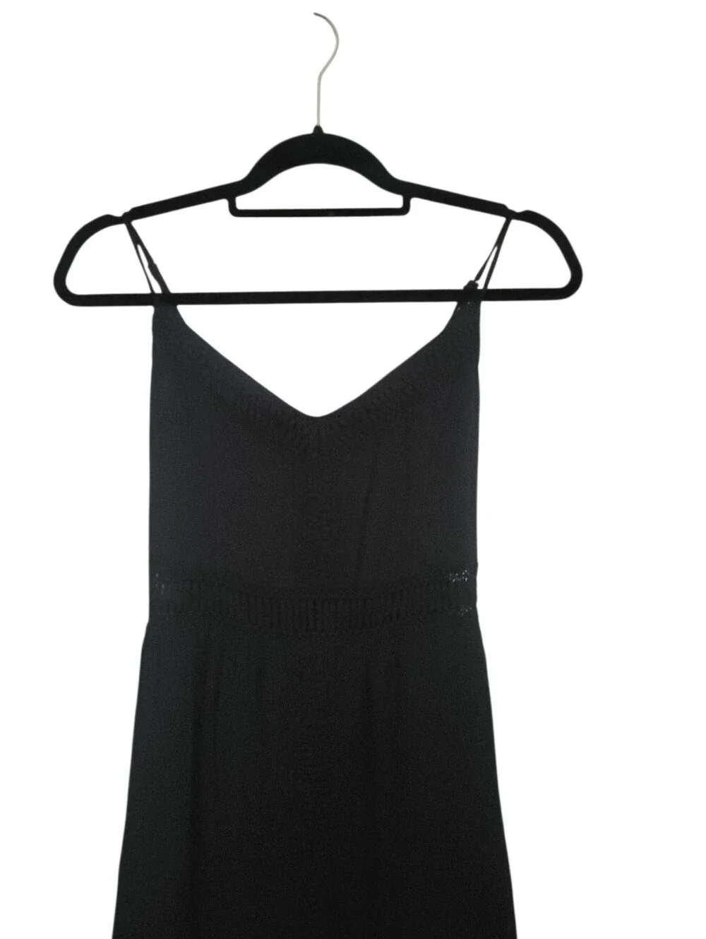 Abercrombie & Fitch Black Crochet Lace Maxi Dress M 90s Y2K Boho Romantic Slip